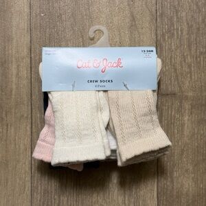 Cat & Jack Toddler Girls' 6pk Crew Socks Size 12-24 M Shoe Size 3-5